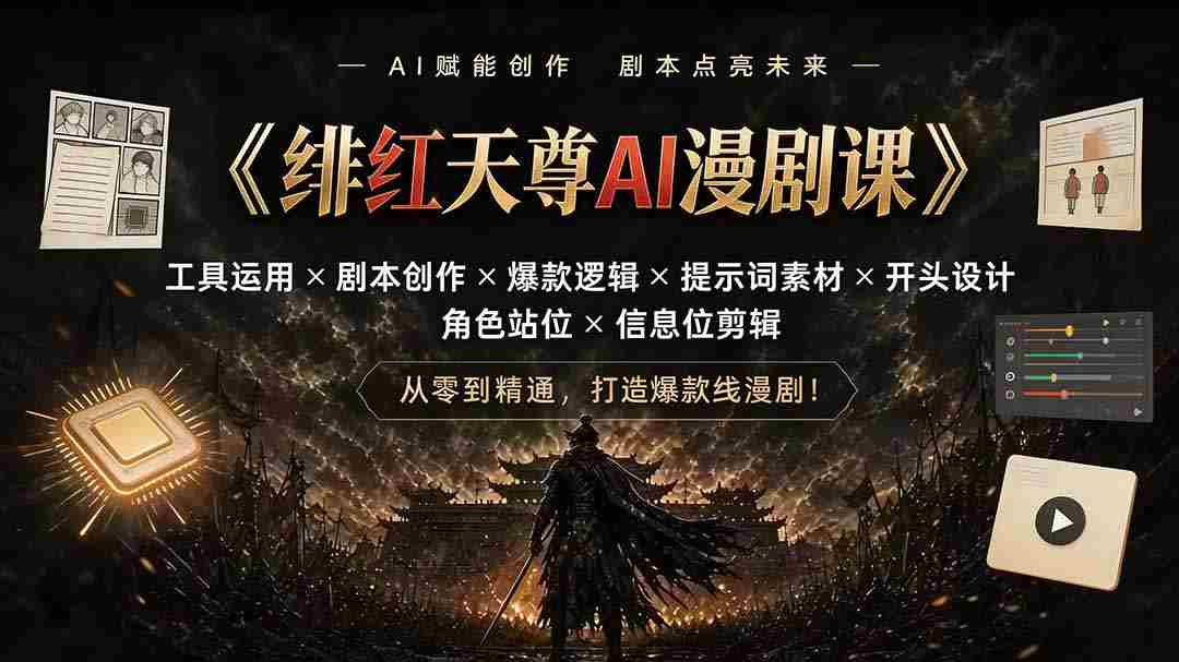 （19597期）绯红天尊AI漫剧课｜工具运用×剧本创作×爆款逻辑×提示词素材×开头设计×角色站位×信息位剪辑-一起发