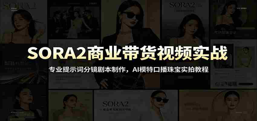 SORA2商业带货视频实战：专业提示词分镜剧本制作，AI模特口播珠宝实拍教程-一起发