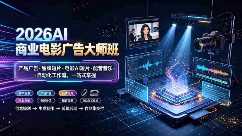 (19303期)2026AI商业电影广告大师班:产品广告·品牌短片·电影AI短片·配音音乐·自动化工作流,一站式掌握-一起发