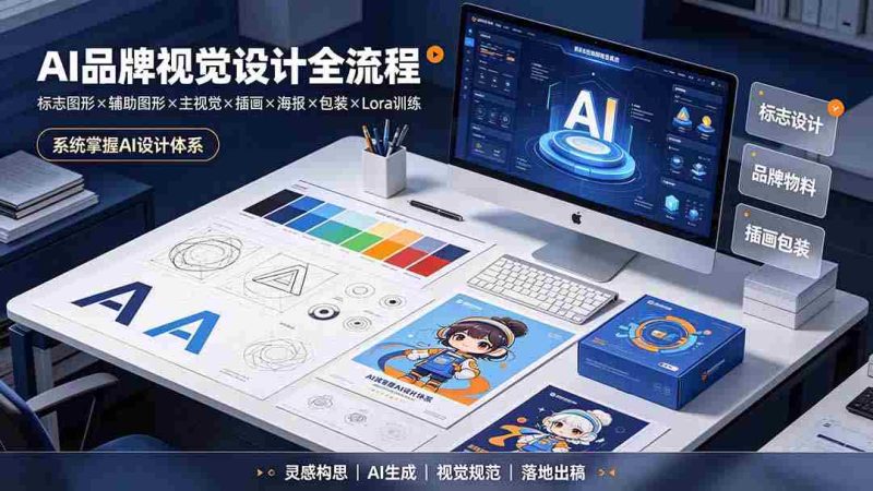 （19372期）AI品牌视觉设计全流程：标志图形×辅助图形×主视觉×插画×海报×包装×Lora训练，系统掌握AI设计体系-一起发