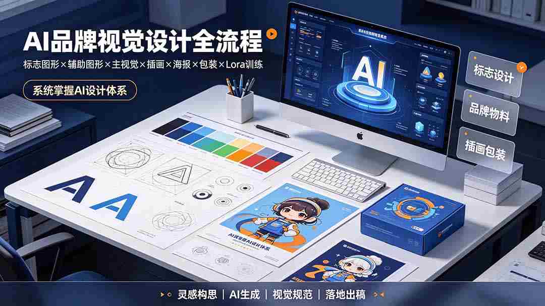 （19372期）AI品牌视觉设计全流程：标志图形×辅助图形×主视觉×插画×海报×包装×Lora训练，系统掌握AI设计体系-一起发