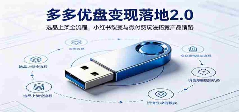 多多优盘变现落地2.0:选品上架全流程,小红书裂变与微付费玩法拓宽产品销路-一起发