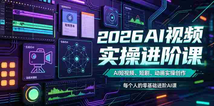 2026AI视频实操进阶课,AI短视频、短剧、动画实操创作,每个人的零基础进阶ai课(更新0825)-一起发