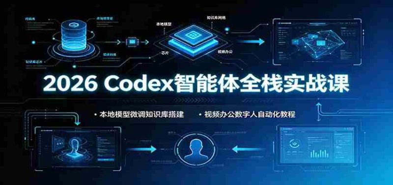 2026 Codex智能体全栈实战课：本地模型微调知识库搭建，视频办公数字人自动化教程-一起发