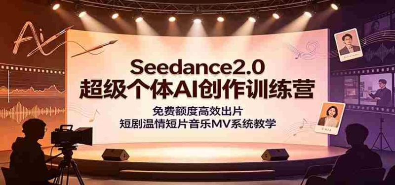 Seedance2.0超级个体AI创作训练营:免费额度高效出片,短剧温情短片音乐MV系统教学-一起发