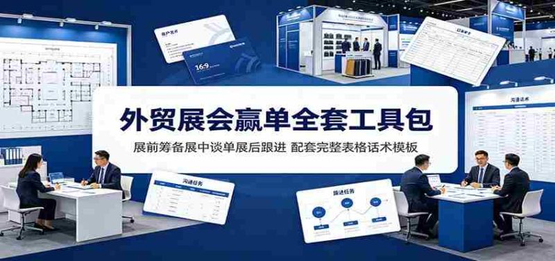 外贸展会赢单全套工具包:展前筹备展中谈单展后跟进,配套完整表格话术模板-一起发
