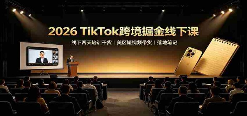 2026 TikTok跨境掘金线下课：线下两天培训干货，美区短视频带货落地笔记-一起发