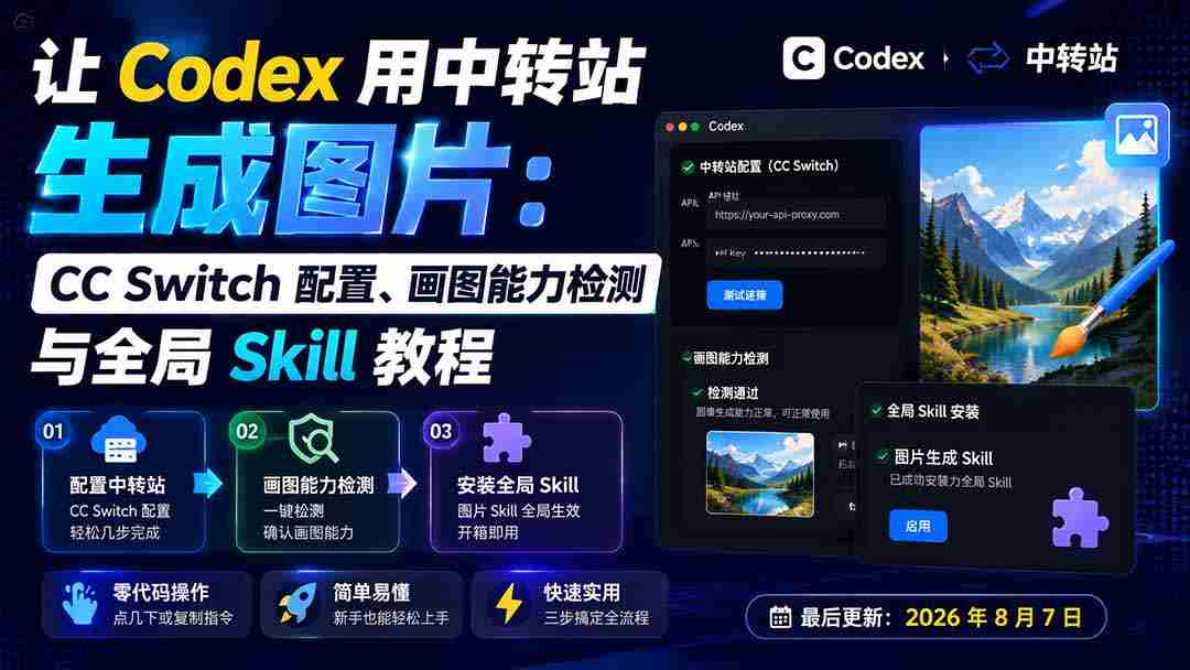 （19777期）让 Codex 用中转站生成图片：CC Switch 配置、画图能力检测与全局 Skill 教程-一起发