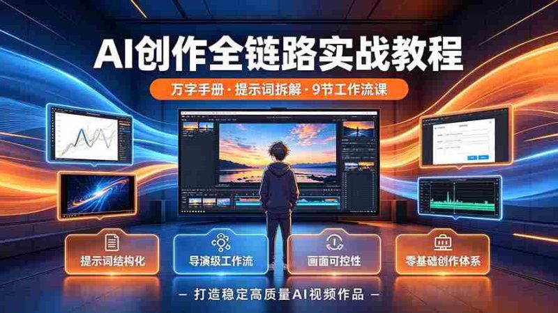 (19247期)AI创作全链路实战教程|万字手册·提示词拆解·9节工作流课,打造稳定高质量AI视频作品-一起发