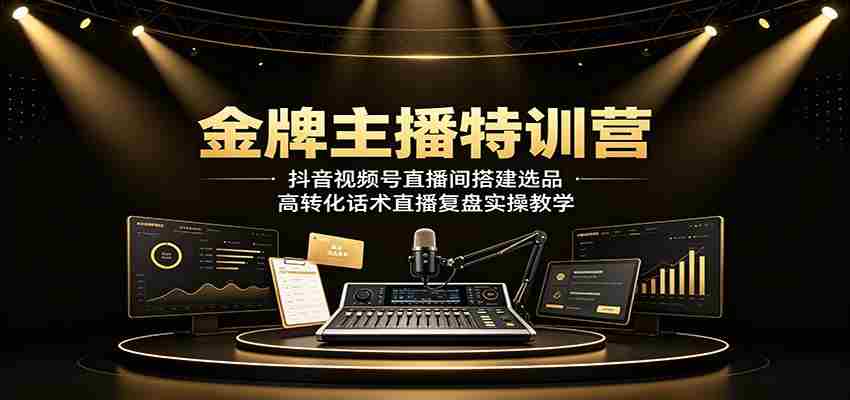 金牌主播特训营：抖音视频号直播间搭建选品，高转化话术直播复盘实操教学-一起发