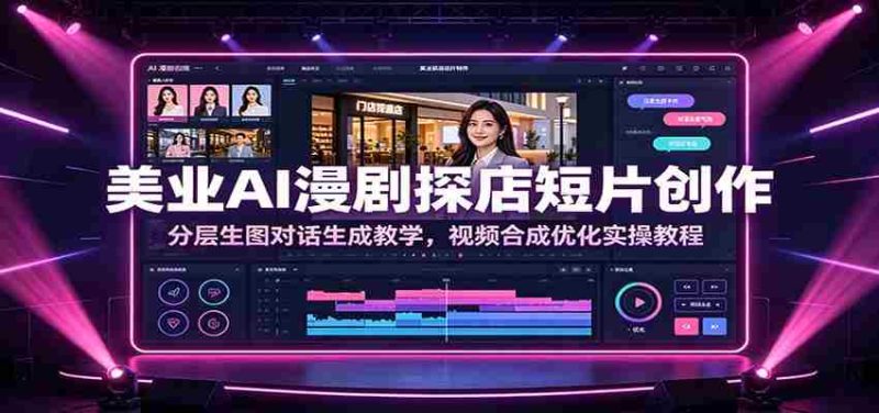 美业AI漫剧探店短片创作：分层生图对话生成教学，视频合成优化实操教程-一起发
