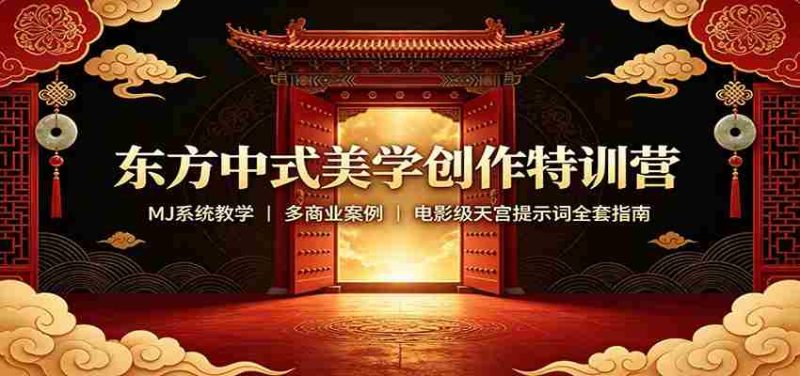 东方中式美学创作特训营:MJ系统教学,多商业案例,电影级天宫提示词全套指南-一起发