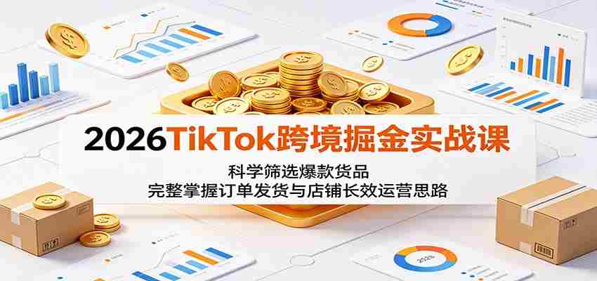 2026TikTok跨境掘金实战课：科学筛选爆款货品，完整掌握订单发货与店铺长效运营思路-一起发