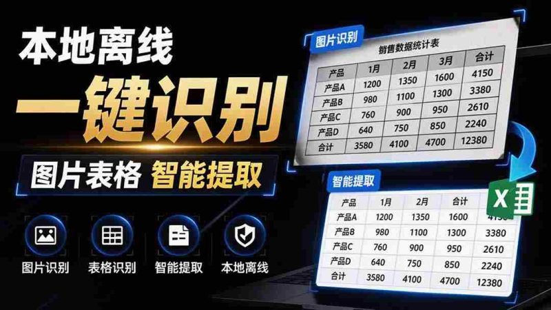 （19609期）体积仅70MB，图片一键智能提取表格工具来了！完全免费且离线使用，FastOCR智能表格识别软件V1.0-一起发