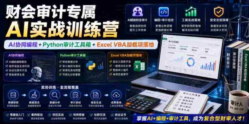 财会审计专属AI实战训练营｜AI协同编程+Python审计工具箱+Excel VBA加载项落地（更新0816）-一起发