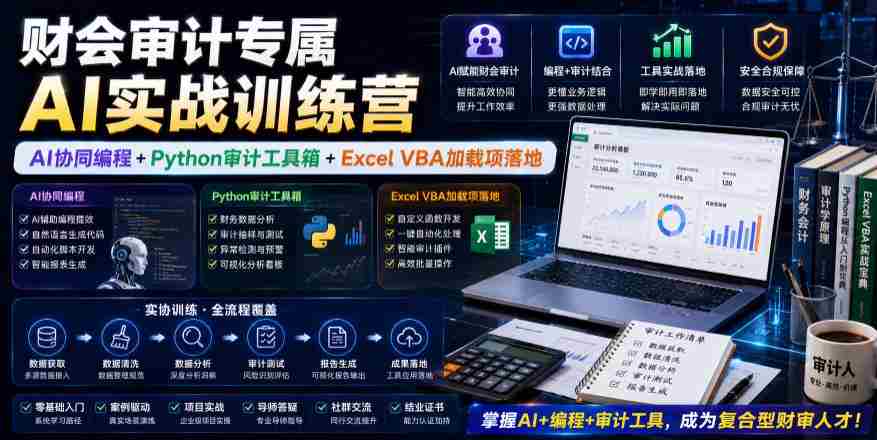 财会审计专属AI实战训练营｜AI协同编程+Python审计工具箱+Excel VBA加载项落地（更新0816）-一起发