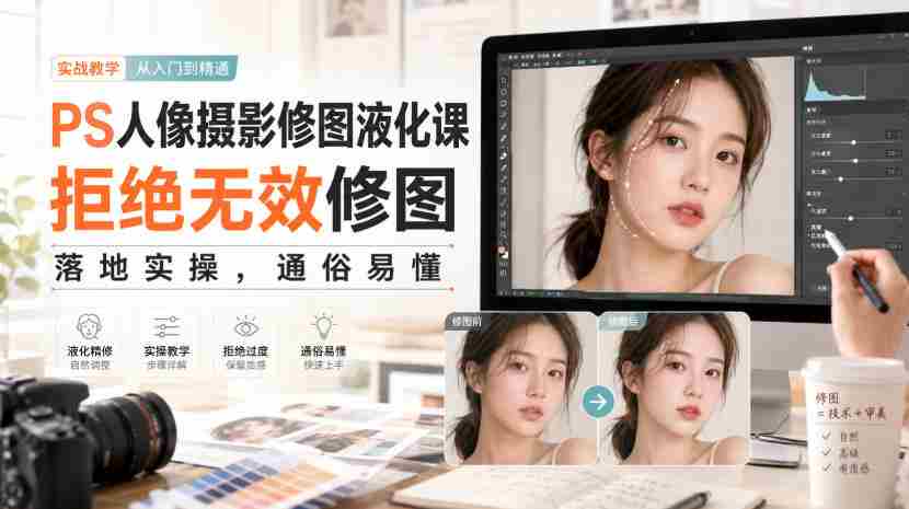 PS人像摄影修图液化课，拒绝无效修图，落地实操，通俗易懂-一起发