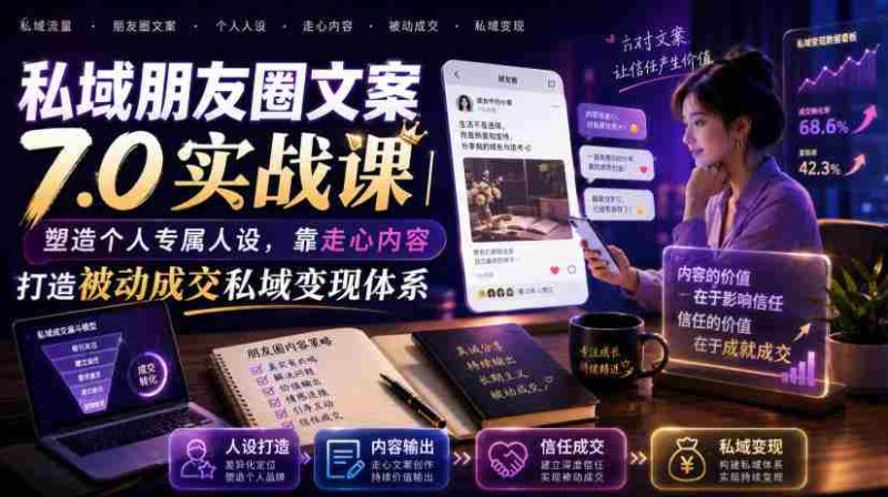 私域朋友圈文案7.0实战课｜塑造个人专属人设，靠走心内容打造被动成交私域变现体系-一起发