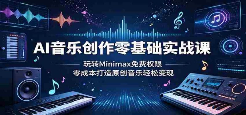 AI音乐创作零基础实战课:玩转Minimax免费权限,零成本打造原创音乐轻松变现-一起发