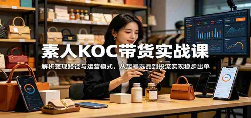 素人KOC带货实战课:解析变现路径与运营模式,从起号选品到投流实现稳步出单-一起发