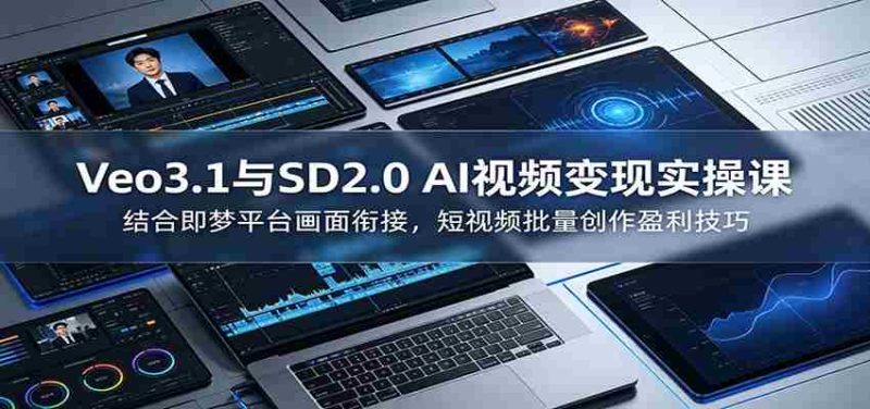 Veo3.1与SD2.0 AI视频变现实操课课:结合即梦平台画面衔接,短视频批量创作盈利技巧-一起发
