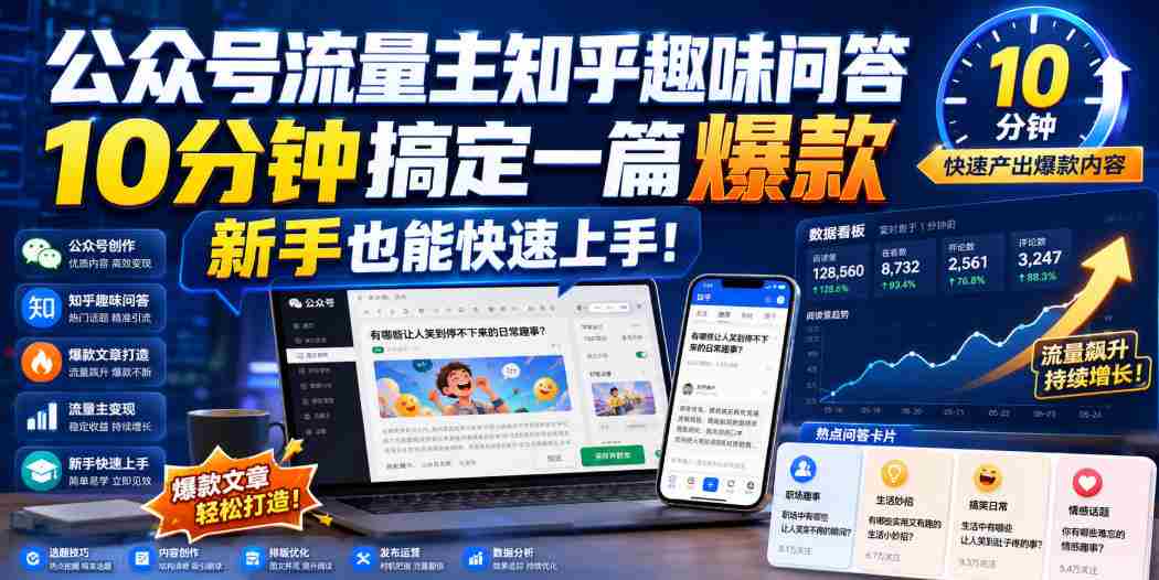 公众号流量主知乎趣味问答,10分钟搞定一篇爆款,新手也能快速上手!