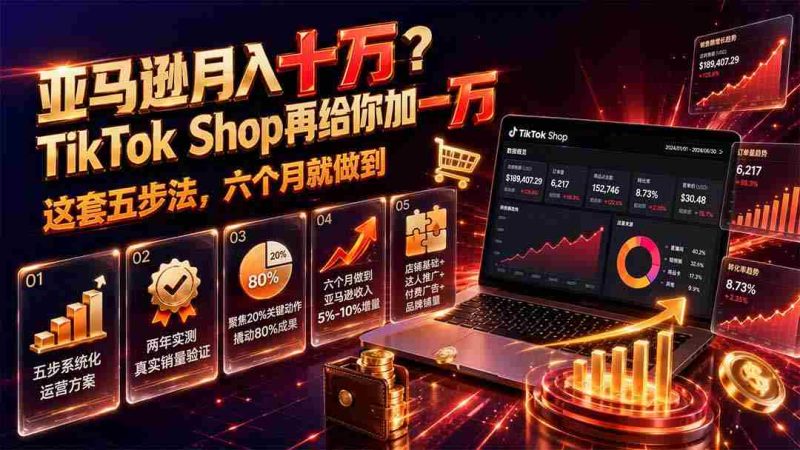 (19643期)亚马逊月入十万?TikTok Shop再给你加一万——这套五步法,六个月就做到【原创双语字幕】-一起发