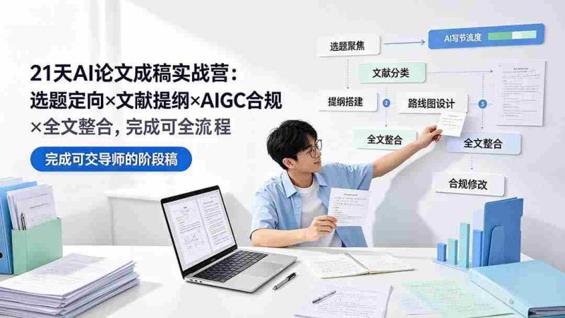 (19334期)21天AI论文成稿实战营:选题定向×文献提纲×AIGC合规×全文整合,完成可交导师的阶段稿-一起发
