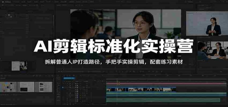 AI剪辑标准化实操营:拆解普通人IP打造路径,手把手实操剪辑,配套练习素材-一起发