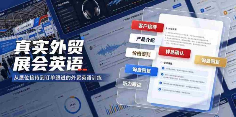 真实外贸展会英语，广交会外贸口语听力突击课程【音频】-一起发