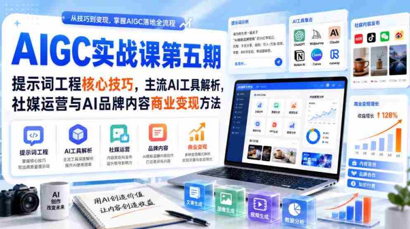 刺猬星球·AIGC实战课第五期,提示词工程核心技巧,主流AI工具解析,社媒运营与AI品牌内容商业变现方法-一起发