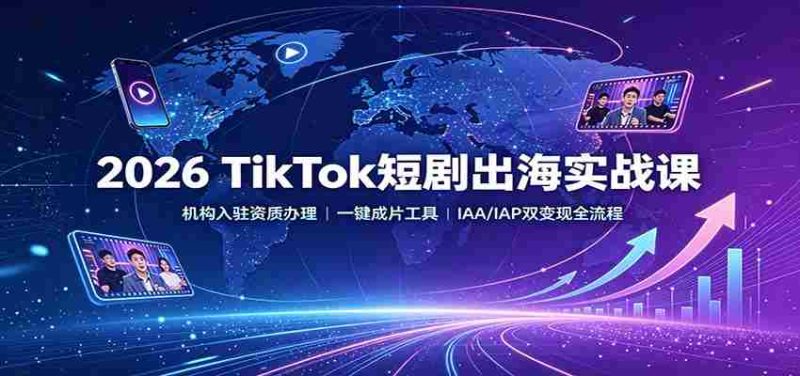 2026 TikTok短剧出海实战课:机构入驻资质办理,一键成片工具,IAA/IAP双变现全流程-一起发