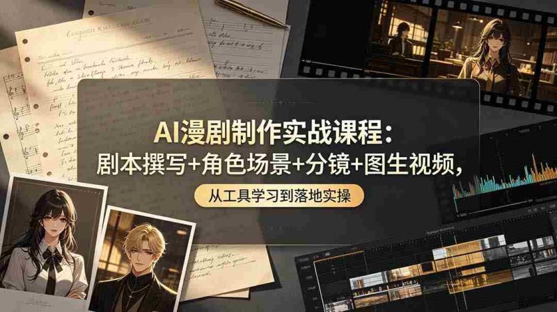 (19020期)AI漫剧制作实战课程:剧本撰写+角色场景+分镜+图生视频,从工具学习到落地实操-一起发