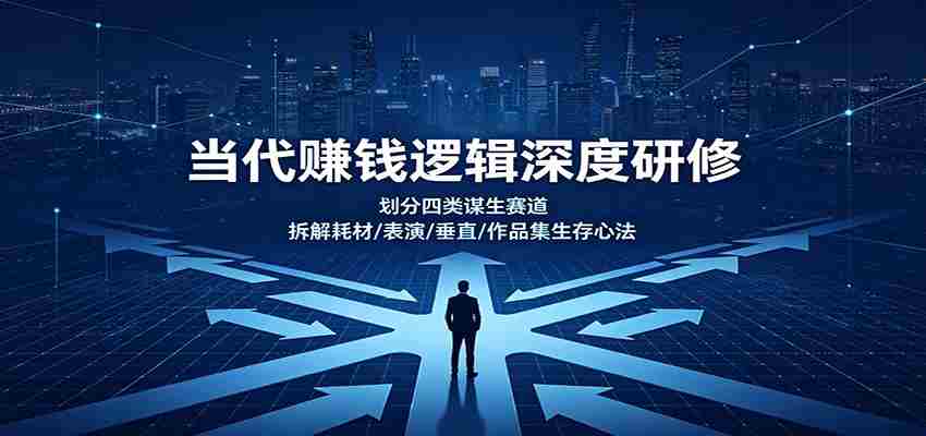 当代赚钱逻辑深度研修：划分四类谋生赛道，拆解耗材/表演/垂直/作品集生存心法-一起发