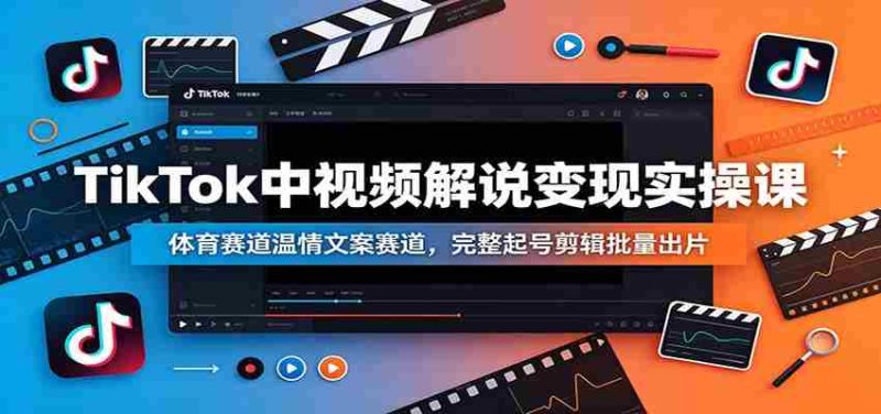 TikTok中视频解说变现实操课:体育赛道温情文案赛道,完整起号剪辑批量出片-一起发