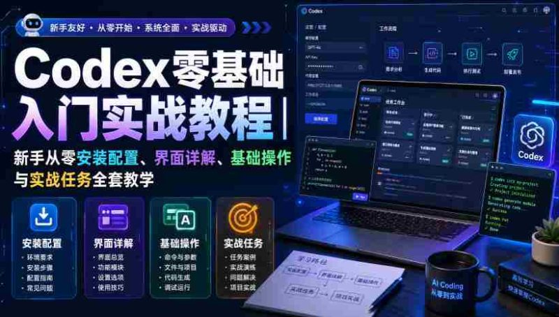 Codex零基础入门实战教程｜新手从零安装配置、界面详解、基础操作与实战任务全套教学-一起发