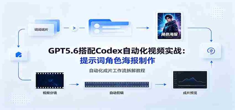 GPT5.6搭配Codex自动化视频实战：提示词角色海报制作，自动化成片工作流拆解教程-一起发