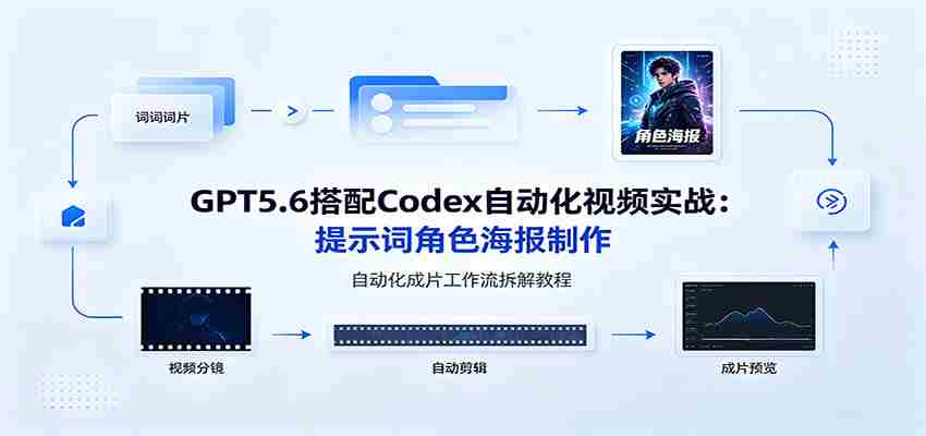 GPT5.6搭配Codex自动化视频实战：提示词角色海报制作，自动化成片工作流拆解教程-一起发