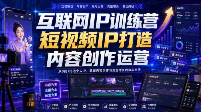互联网IP训练营，短视频IP打造，内容创作运营-一起发