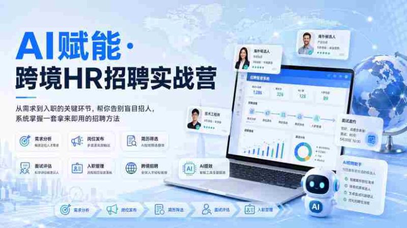 AI赋能·跨境HR招聘实战营,从需求到入职的关键环节,帮你告别盲目招人,系统掌握一套拿来即用的招聘方法-一起发