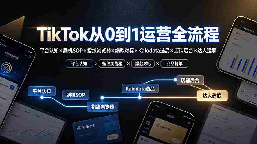 （19480期）TikTok从0到1运营全流程：平台认知×刷机SOP×指纹浏览器×爆款对标×Kalodata选品×店铺后台×达人建联-一起发