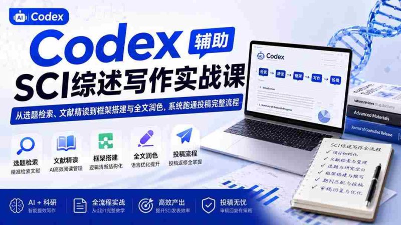 (19751期)Codex辅助SCI综述写作实战课——从选题检索、文献精读到框架搭建与全文润色,系统跑通投稿完整流程-一起发