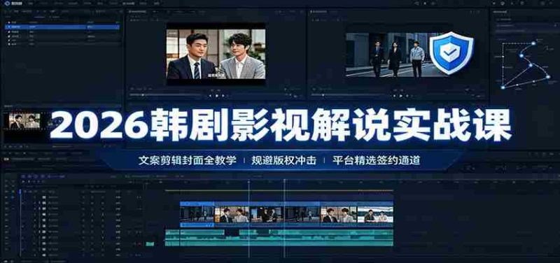 2026韩剧影视解说实战课:文案剪辑封面全教学,规避版权冲击平台精选签约通道-一起发