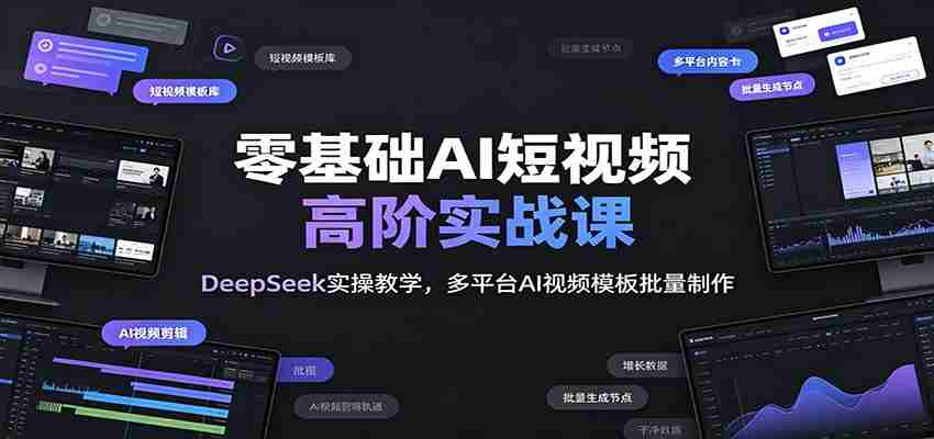 零基础AI短视频高阶实战课：DeepSeek实操教学，多平台AI视频模板批量制作-一起发