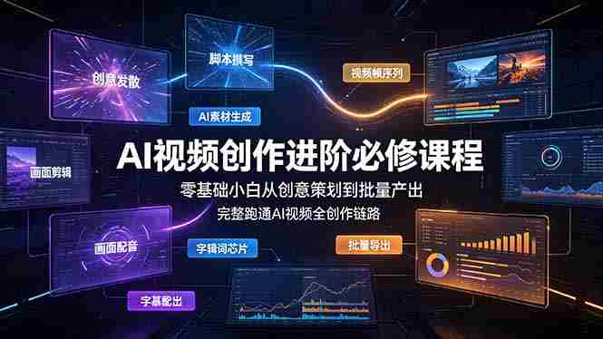 (19159期)AI视频创作进阶必修课程:零基础小白从创意策划到批量产出,完整跑通AI视频全创作链路-一起发