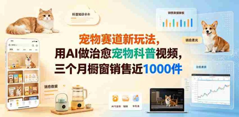 宠物赛道新玩法，用AI做治愈宠物科普视频，三个月橱窗销售近1000件【详细教学】-一起发