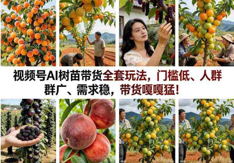 视频号AI树苗带货全套玩法,门槛低、人群广、需求稳,带货嘎嘎猛!(更新0908)-一起发