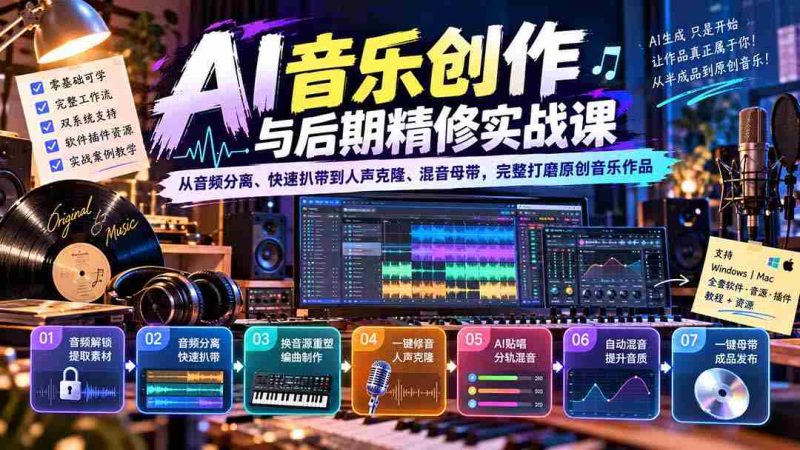 探索AI音乐创作技巧:音频处理、扒带速成、人声复制与母带混音,全方位打造独树一帜的原创乐章-一起发