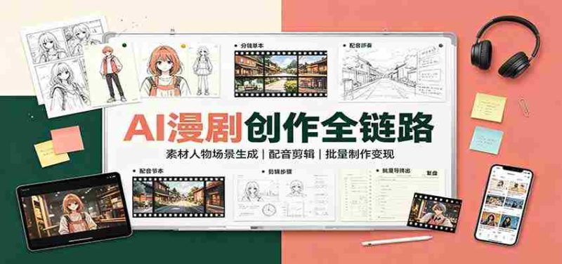 AI漫剧创作全链路:素材人物场景生成,配音剪辑,批量制作变现-一起发