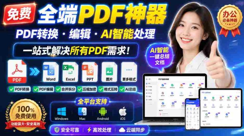 免费全端PDF神器，PDF转换·编辑·AI智能处理，一站式解决所有PDF需求!-一起发